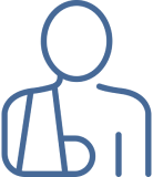 Outline of person with arm in sling.