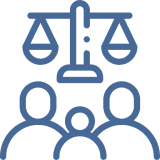 Family and justice scales icon.